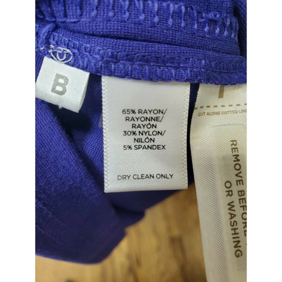 Loft Women's Solid Blue Rayon Round Neck Sleeveless Knee Length Dress Size 12P - Picture 9 of 10